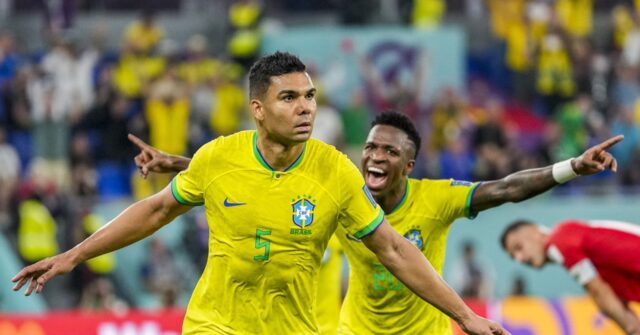 aptopix wcup brazil switzerland soccer brazil casemiro celebrates scoring goal wor